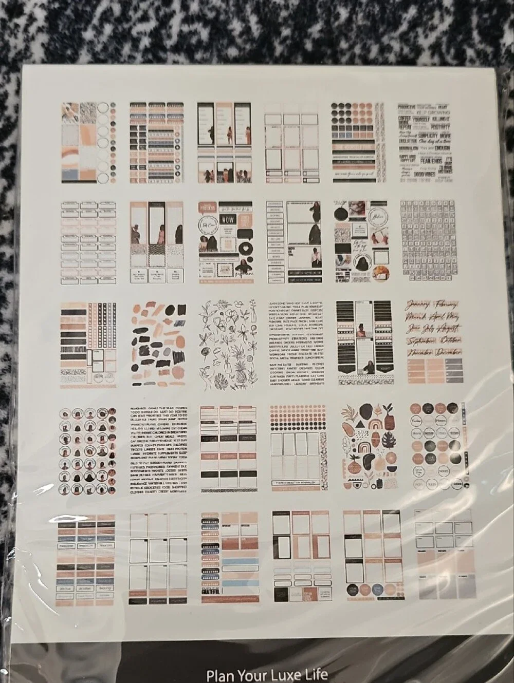 Minimalist Sticker Book - Peach & Black